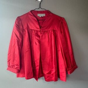 Zara Women, Size M, Cherry Red Silky Feel Cape Cardigan, Long Sleeve